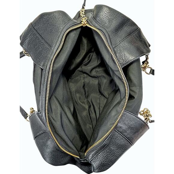 Coach Lexy Lexi Bag Purse F22210 Black Pebbled Leather Gold Tone Chain Handles - Picture 10 of 16